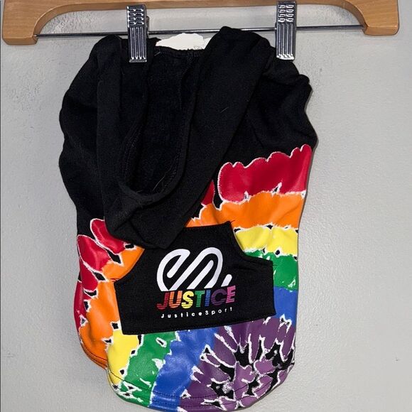 Justice Black Hoodie with Rainbow Tie-Dye - Picture 1 of 6